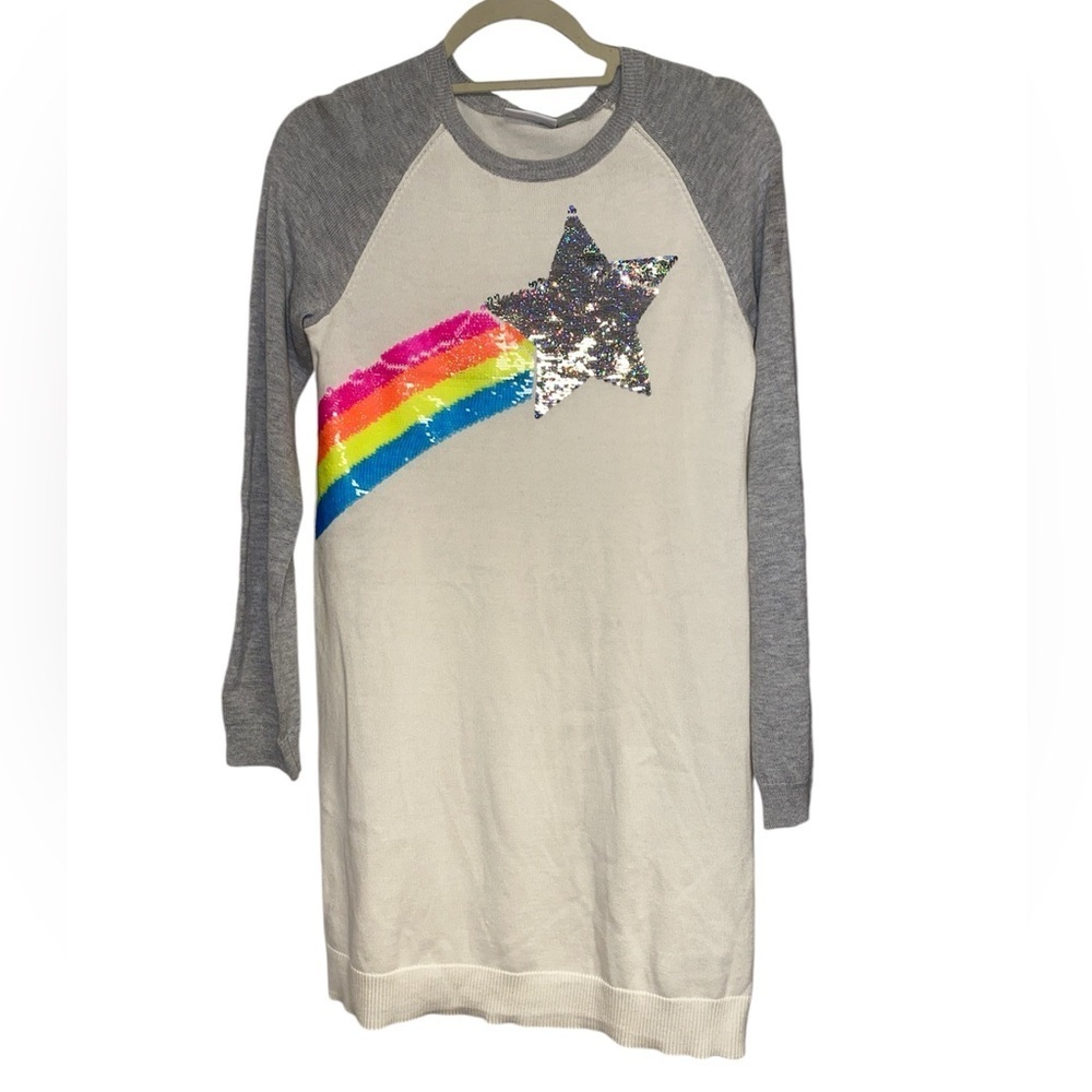 The Children’s Place sweater dress long sleeve sequins star/rainbows Sz XXL NWT - Picture 1 of 9